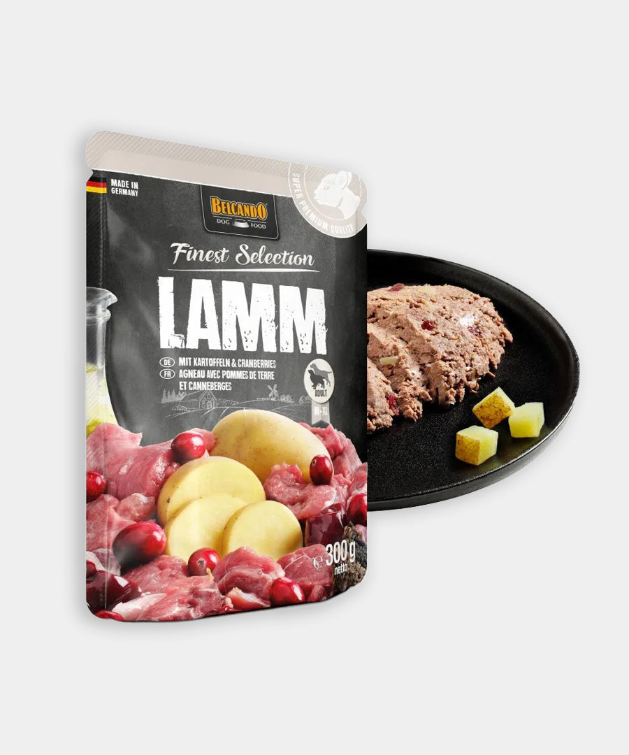 Belcando-alimentation-humide-pour-chien-pouches-agneau
