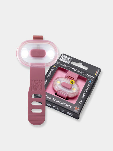 Max-Molly-lumiere-securite-visibilite-pour-chien-rose-poudre