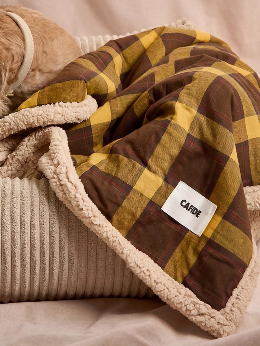 cafide-plaid-pour-chien-premium-douillet-toia-jaune-Moutard-Tartan